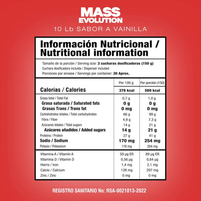 Mass evolution 10 lb
